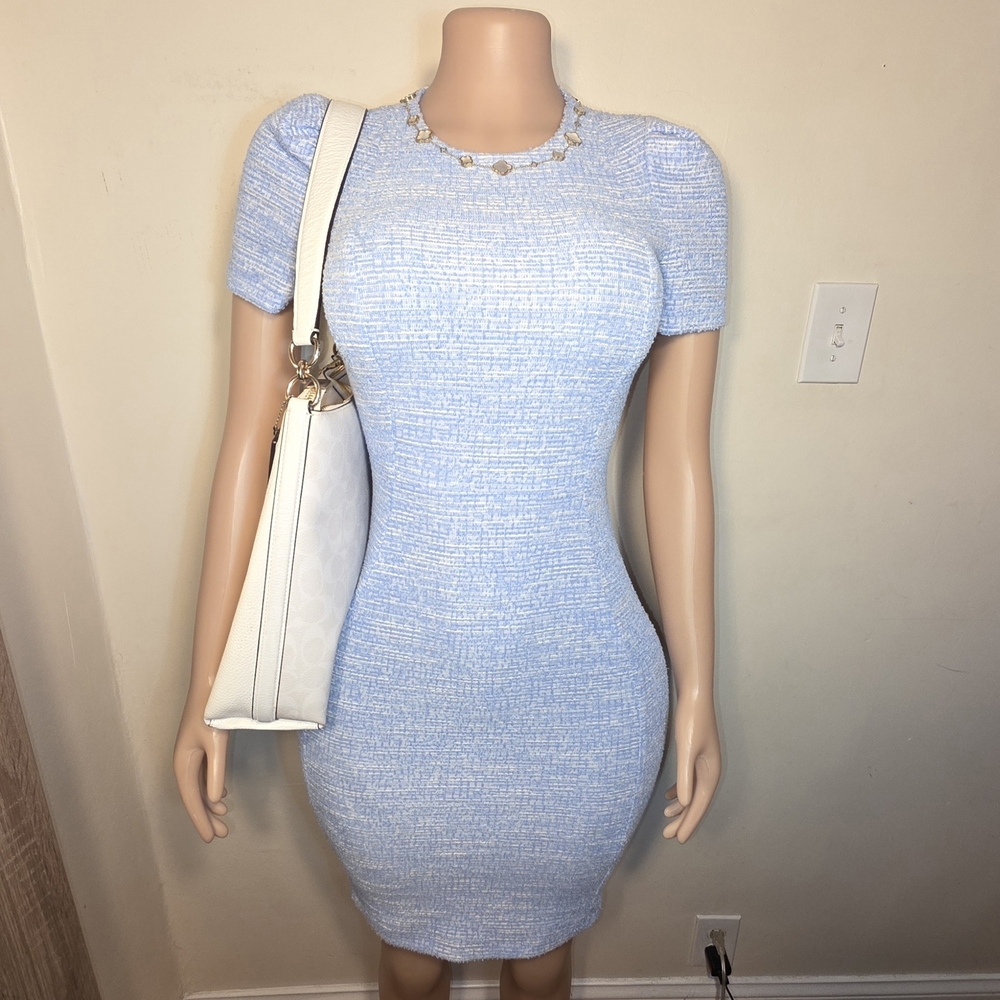 ☆Calvin Klein Light Blue Tweed Midi Dress☆